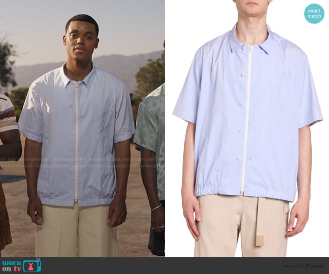 Sacai Striped Cotton Poplin Zip-Front Shirt worn by Will Smith (Jabari Banks) on Bel-Air