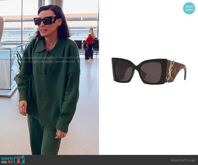 Saint Laurent Blaze Sunglasses SLM119 worn by Bronwyn Newport on The Real Housewives of Salt Lake City