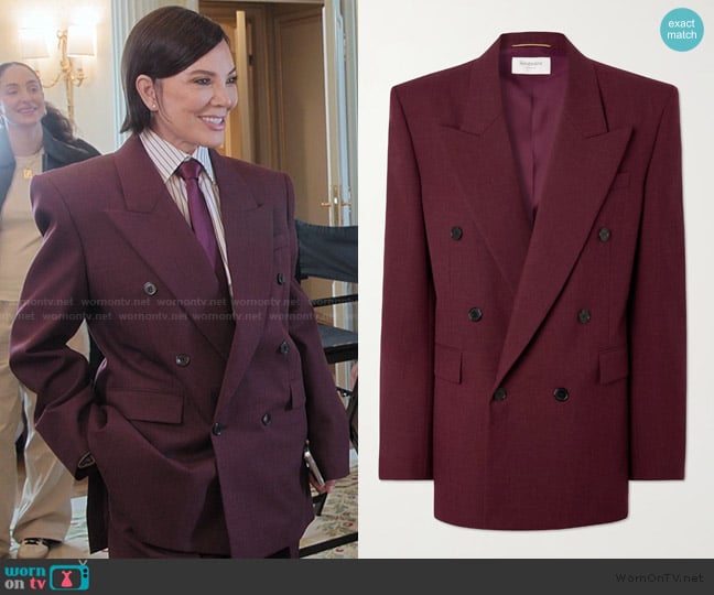 Saint Laurent Double-breasted wool blazer worn by Kris Jenner (Kris Jenner) on The Kardashians