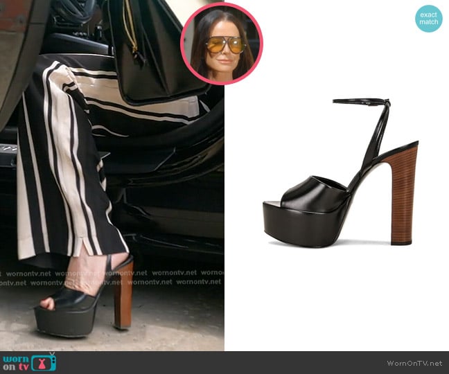 Saint Laurent Jodie Platform Sandal worn by Kyle Richards on The Real Housewives of Beverly Hills