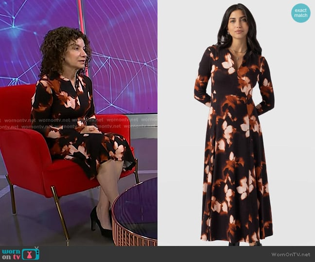 Saint + Sofia Macie Zip Up Dress in Orange Aurora worn by Dr. Gail Saltz on NBC News Daily