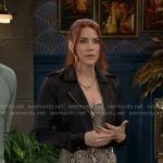 Sally’s snake print dress and black satin jacket on The Young and the Restless