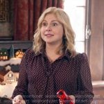 Sam's polka dot tie-neck blouse on Ghosts