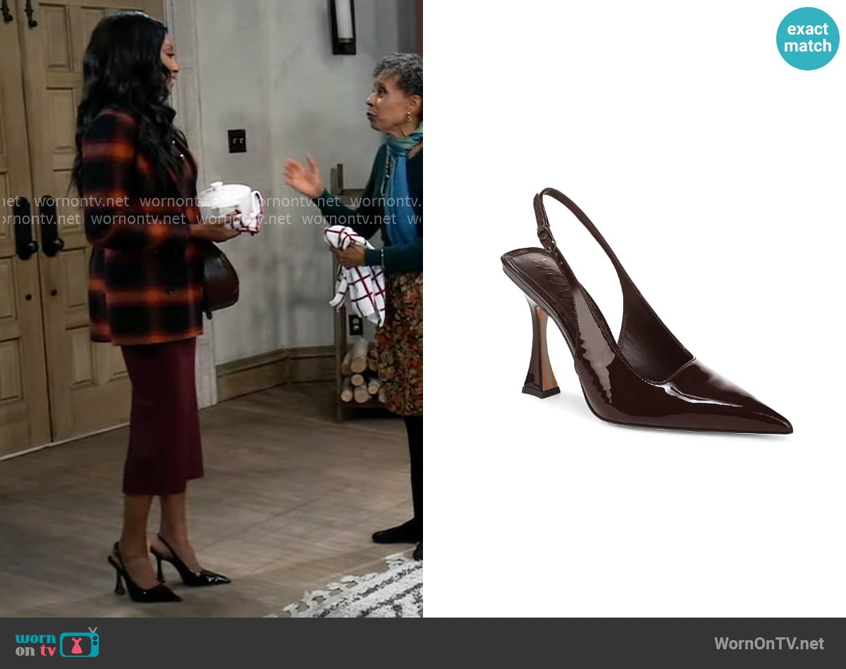 Sam Edelman Odette Pointed Toe Slingback Pump worn by Jordan Ashford (Tanisha Mariko Harper) on General Hospital