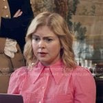 Sam’s pink dotted button-up shirt on Ghosts