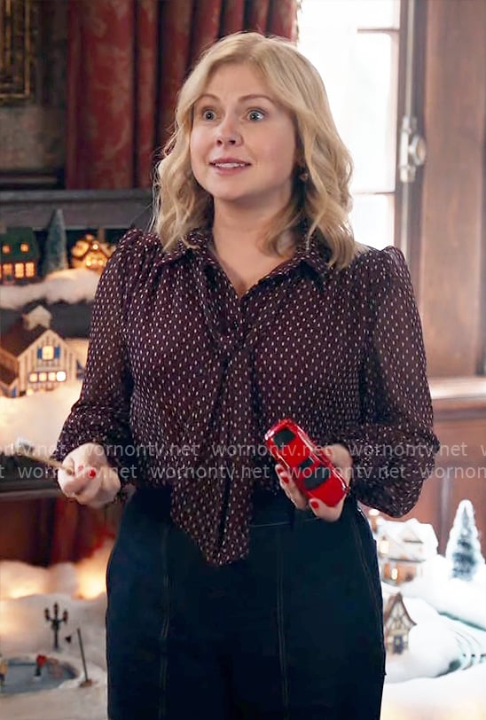 Sam’s polka dot tie-neck blouse on Ghosts