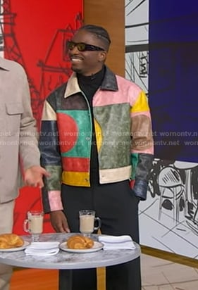 Samuel Arnold’s multicolor leather jacket on Good Morning America