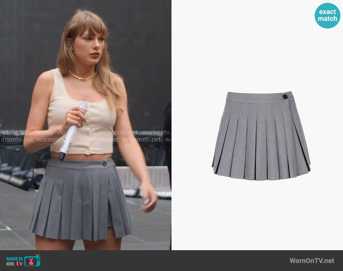 Sandy Liang Paris Skort in Grey worn by Taylor Swift on The End of an Era