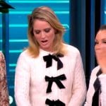 Sara’s white bow detail cardigan on The View