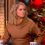 Sara’s brown satin cowl neck top and pants on The View