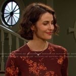 Sarah’s brown floral fitted dress on Days of our Lives
