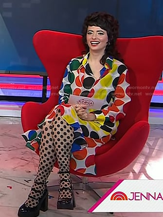Sarah Sherman's multicolor polka dot blouse and skirt on Today