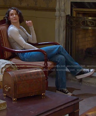 Sarah’s black platform sneakers on Days of our Lives