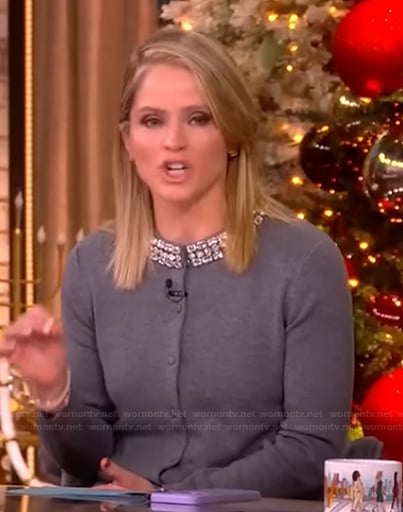 Sara’s gray embellished cardigan on The View