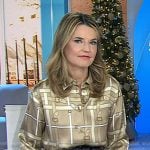 Savannah’s beige belt print button down blouse on Today