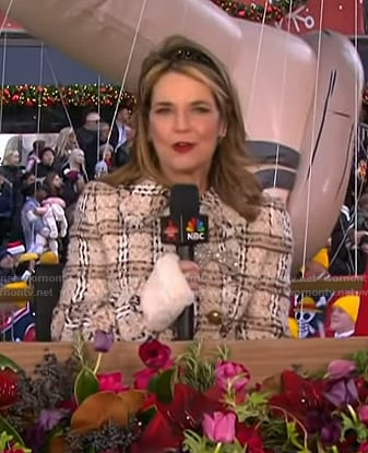 Savannah’s beige plaid tweed coat on Today