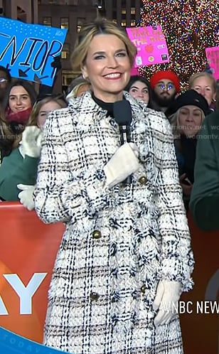 Savannah's beige plaid tweed coat on Today