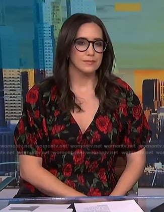 Savannah’s black rose print puff sleeve top on NBC News Daily