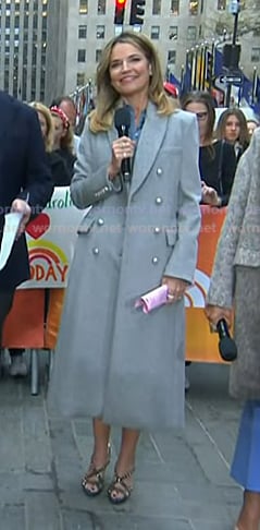 Savannah's grey double breasted coat on Today