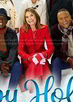 Savannah’s red dress and coat on Today