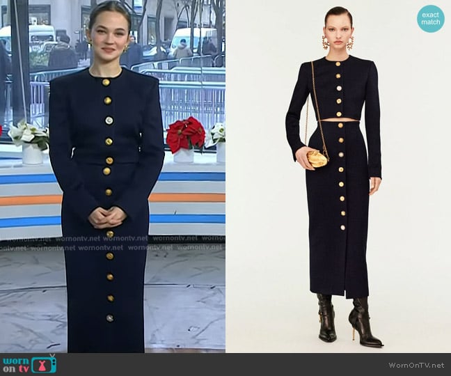 Schiaparelli Collarless Short Jacket worn by Cailee Spaeny on Today