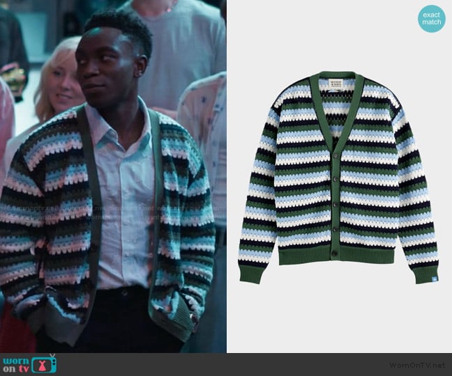 Scotch and Soda Crochet Knit Cardigan worn by Carlton Banks (Olly Sholotan) on Bel-Air