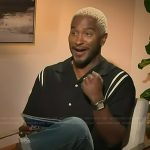 Scott’s black stripe trim shirt on Access Hollywood