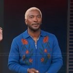 Scott’s blue floral jacket on Access Hollywood