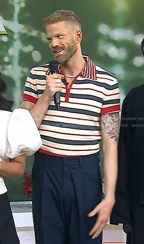 Scott Hoying's striped zip polo on Today