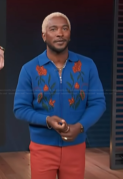 Scott's blue floral jacket on Access Hollywood