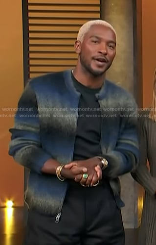 Scott's blue ombre knit jacket on Access Hollywood