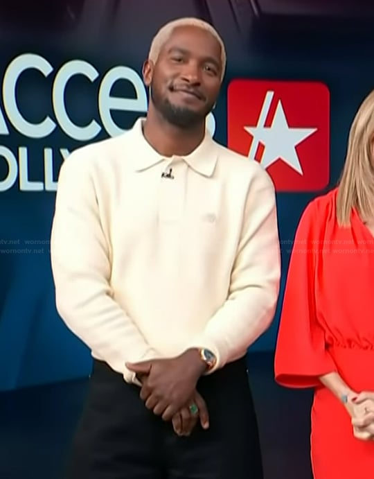 Scott's white long sleeve polo on Access Hollywood
