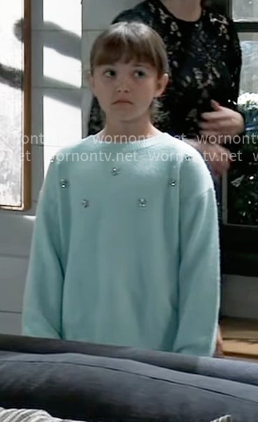 Scout’s mint green embellished sweater on General Hospital