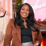 Gabrielle Richards’ brown double breasted blazer on Sherri