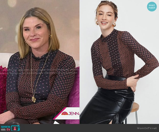Sea Mixed Print Jersey Top worn by Jenna Bush Hager on Today