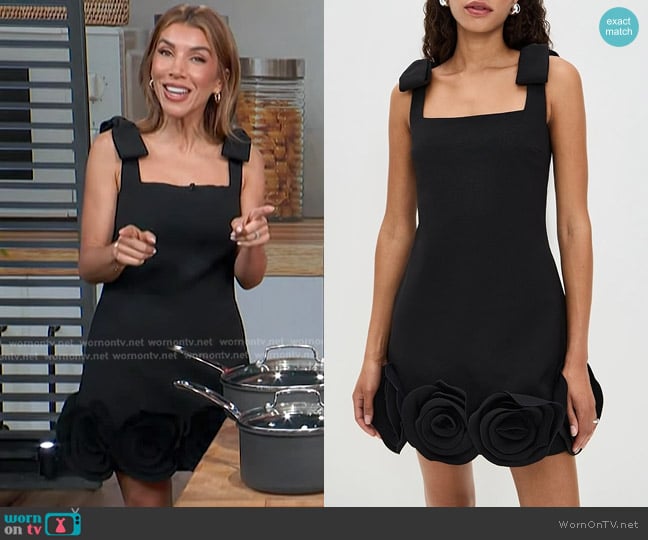 Self Portrait 3D Crepe Flower Mini Dress worn by Adrianna Costa on Access Hollywood