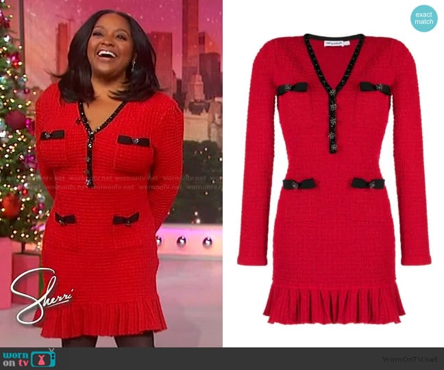 Self Portrait Crystal-embellished waffle-knit minidress worn by Sherri Shepherd on Sherri