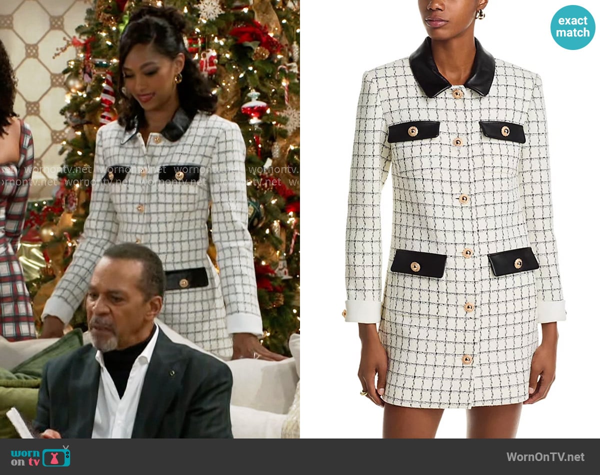 Self Portrait Windowpane Check Bouclé Mini Dress worn by Kat Richardson (Colby Muhammad) on Beyond the Gates