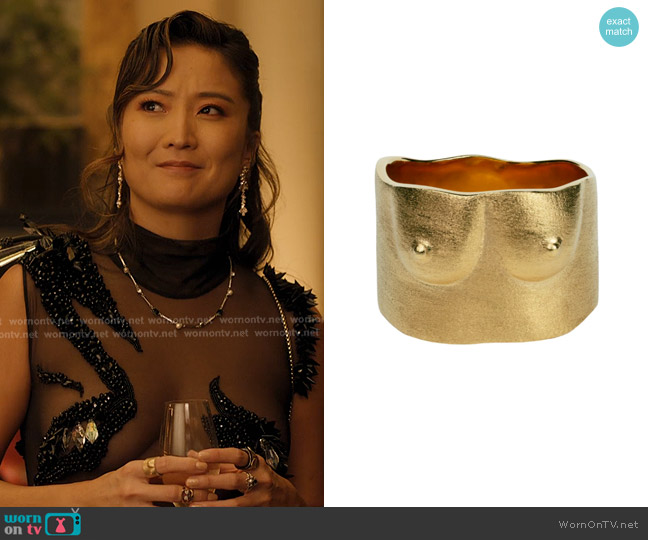 Semper Astra Sculpture Number 1 Light Ring in Gold vermeil worn by Mindy Chen (Ashley Park) on Emily in Paris