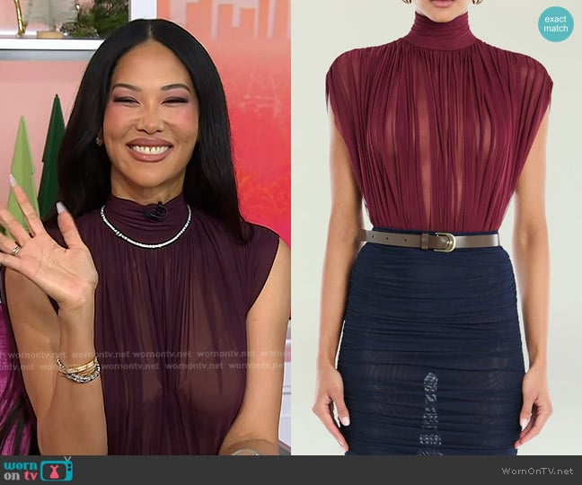 Seroya Giulia Bodysuit in Merlot worn by Kimora Lee Simmons on Today