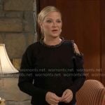 Sharon’s cutout shoulder sweater with embellished trims on The Young and the Restless