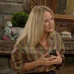 Sharon’s green striped button down shirt on The Young and the Restless