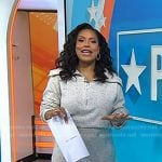 Sheinelle’s grey speckled half-zip sweater and skirt on Today