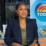 Sheinelle's denim jacket with gold buttons on Today