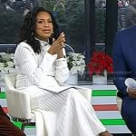 Sheinelle’s white ribbed mock neck midi dress on Today