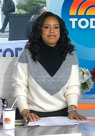 Sheinelle’s chevron turtleneck sweater on Today