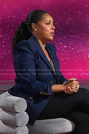 Sheinelle's denim jacket with gold buttons on Today