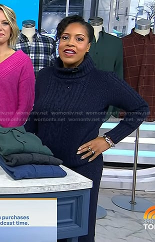 Sheinelle’s metallic cable knit sweater and skirt on Today