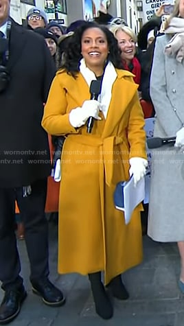 Sheinelle's yellow belted trench coat on Today