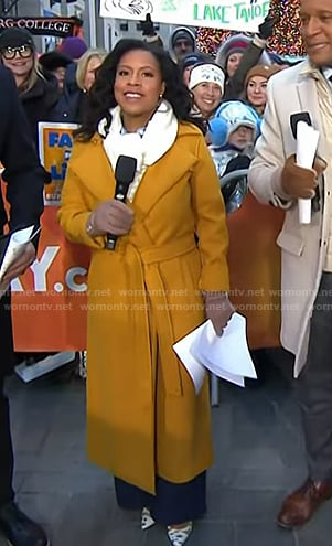 Sheinelle's yellow belted trench coat on Today